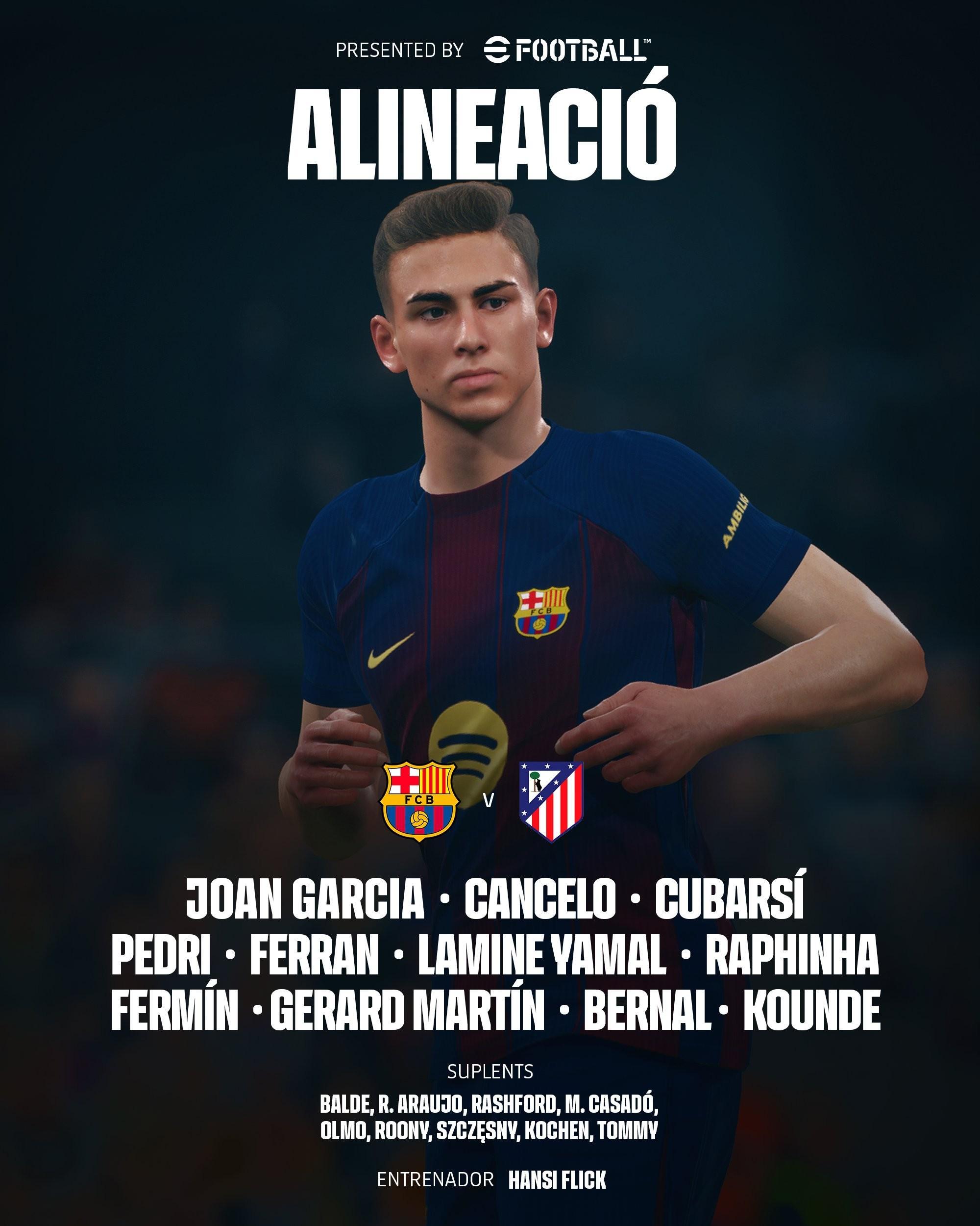 hth-巴萨vs马竞：亚马尔、佩德里、坎塞洛出战，马竞首发暂未公布