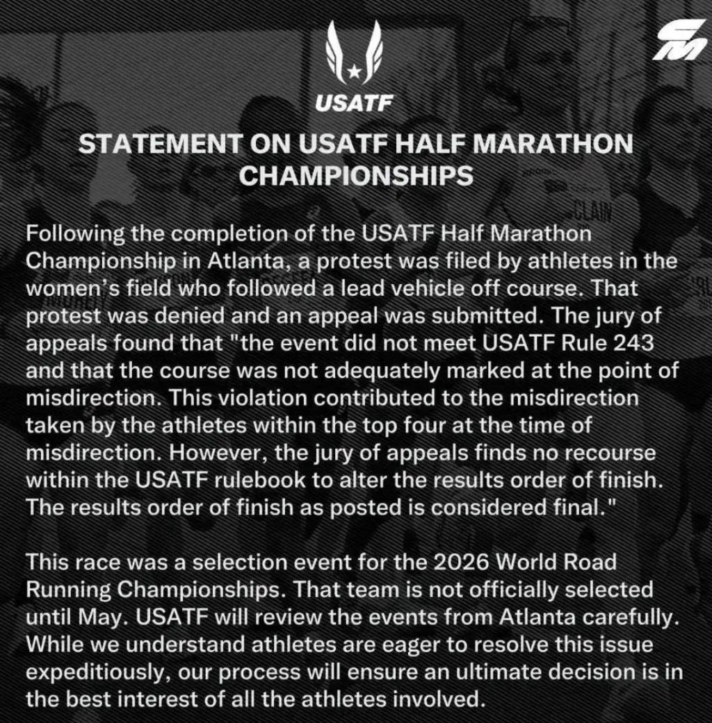 hthapp下载-官方引导车带错路！美国半程马拉松女子前三名集体无缘领奖台